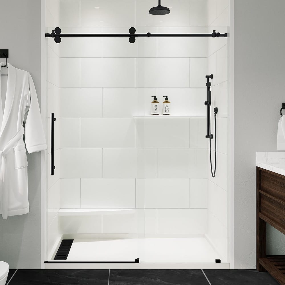 Seawin Briza 44 - 48 x 76 inches Frameless Sliding Shower Door 3/8 in. (10 mm) Clear Tempered Glass with NanoShield Coating