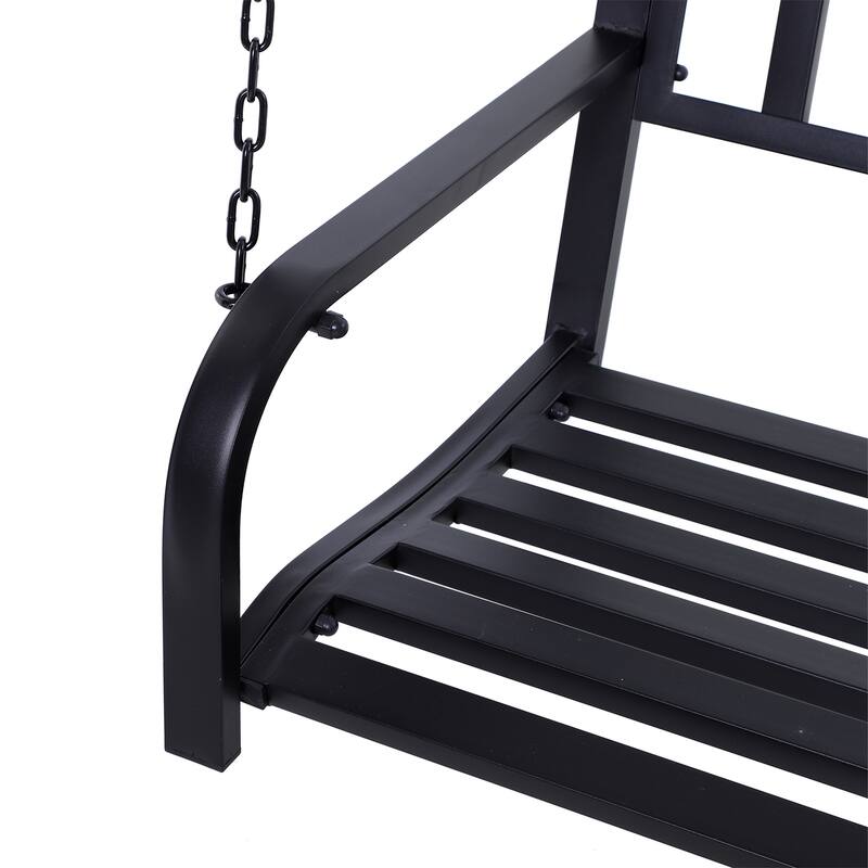 Steel 2-Person Porch Swing with Outdoor Patio Swing Bench and Chains (528lb Capacity)