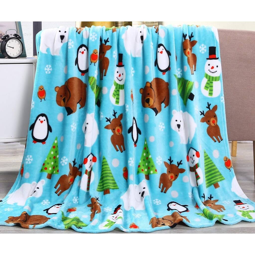 Velvet Touch Holiday Throw Fleece Blanket (50" x 60") - Winter Friends