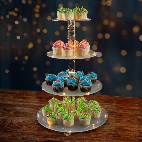 Cake And Cupcake Stand Combo WIQARJ 3-Tier Risers Display Stands