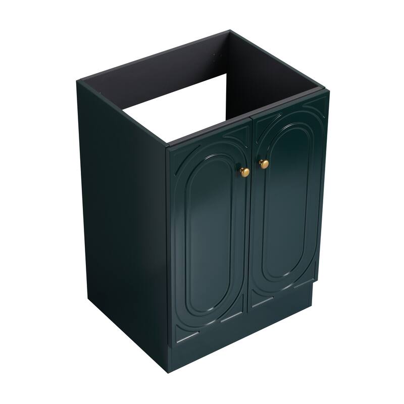 Modern 24 Inch Freestanding Bathroom Vanity Base without Sink, Storage Cabinet with Soft-Close Doors and Adjustable Shelves - Dark Green