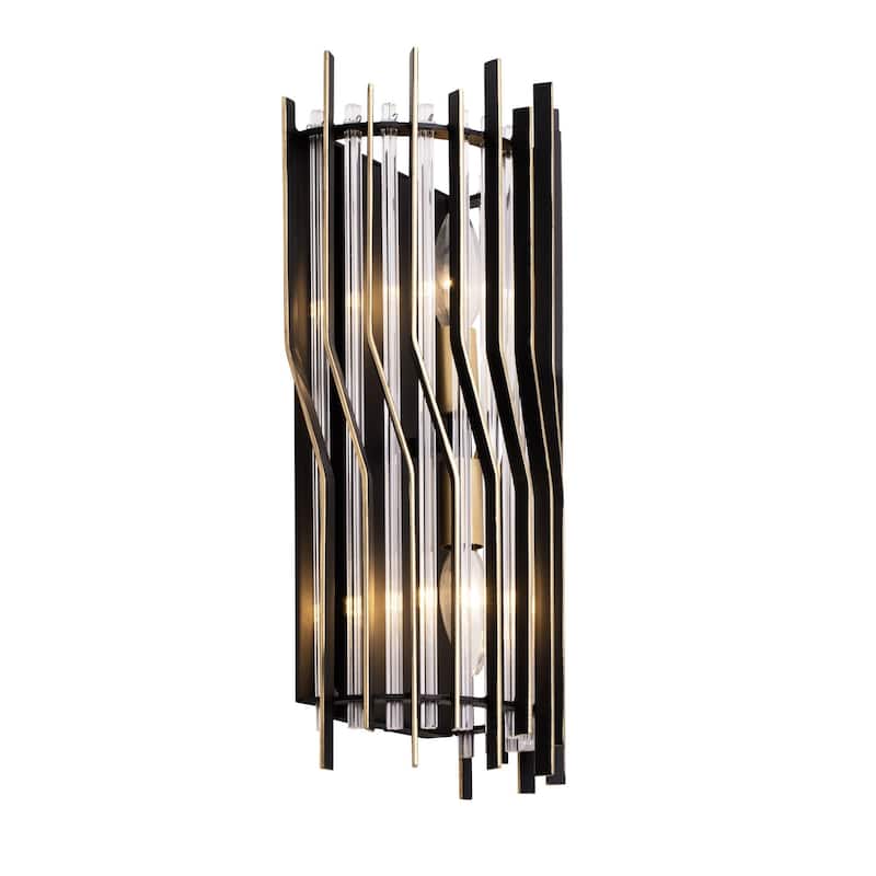 Park Row 2-Light Flush Black and Gold Wall Sconce