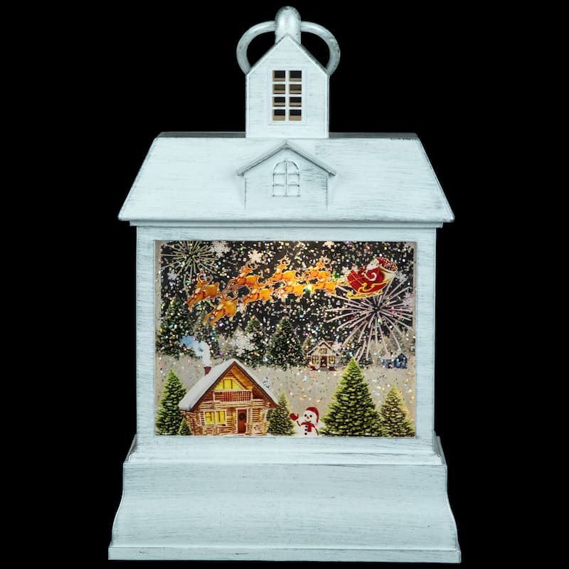 LED Lighted Santa's Sleigh Christmas Lantern Snow Globe - 10"