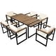 preview thumbnail 35 of 34, 7-Piece Outdoor Patio Steel Dining Set with Umbrella Hole and 6 Cushioned Armchairs