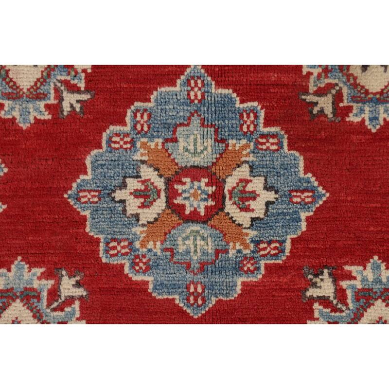 Geometric Red Kazak Oriental Area Rug Handmade Bedroom Wool Carpet - 5'0" x 6'9"