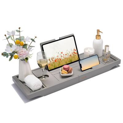 Expandable Bamboo Bathtub Tray, Bath Tray for Tub, Bathtub Accessories, Bath Tub Tray Wood, Bath Accessories, Bath Caddy