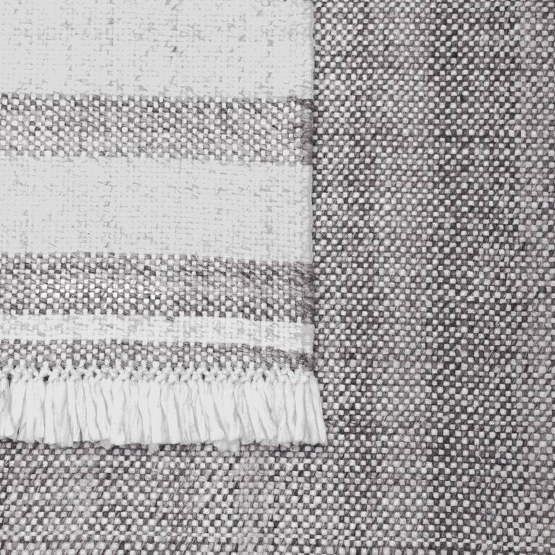 Sevita Cinder Gray Striped PET Yarn Indoor/Outdoor Area Rug