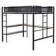 preview thumbnail 4 of 7, Metal Full Size Loft Bed with Desk,Shelves/Wood Slats/Textilene Guardrail/Built-in Desk,2-tier Shelves,Grid Panel/2 Side Ladders