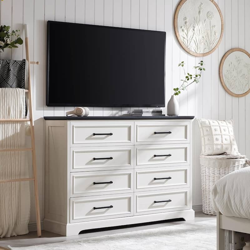Farmhouse 8 Drawers Dresser Chests for Bedroom, Wood Chest of Drawers