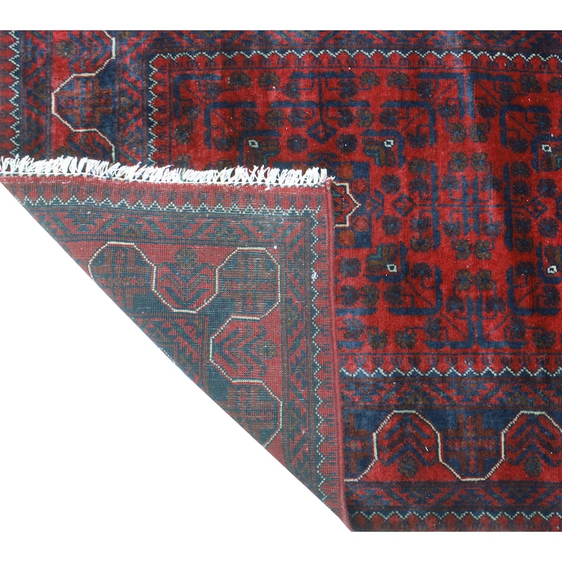 Khamyab Nawar Burgundy/Navy Runner - 2'9" x 12'8"