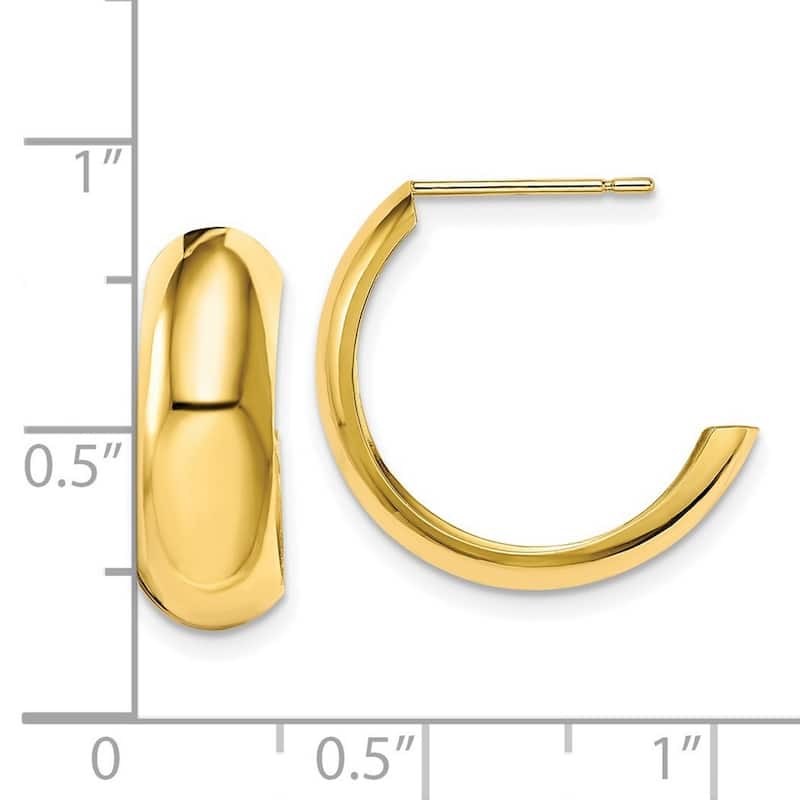 Curata 10k Yellow Gold Polished J hoop Earrings - 19.75x6.23mm