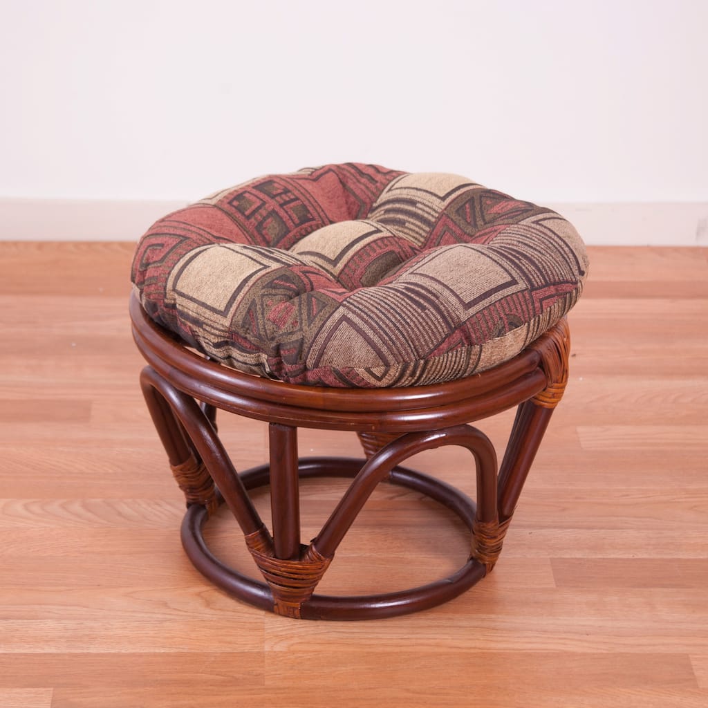 Bali 18-inch Footstool with Jacquard Chenille Cushion