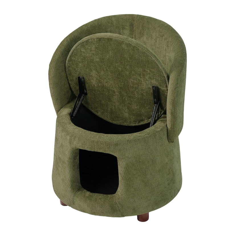 Christopher Knight Home - Modern 2-in-1 Acacia Upholstered Accent Chair with Hidden Pet-Friendly Nook & Convertible Storage Seat