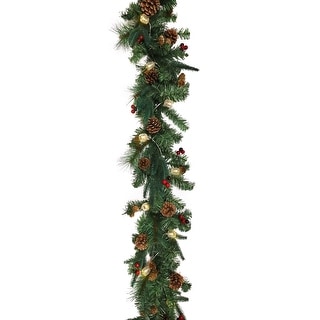 6ft Artificial Mixed Berry Pine Cone & Pine Christmas Garland with ...