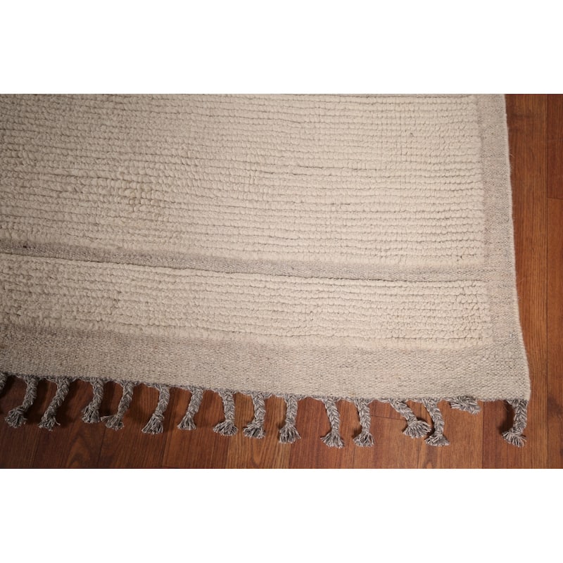 Ivory Moroccan Oriental Large Area Rug Handmade Wool Carpet - 12'1"x 15'11"