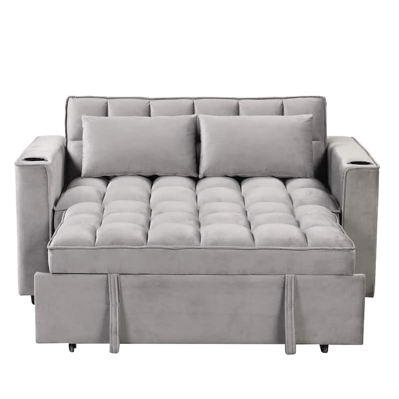 55.3" Sofa Bed with Cup Holder and USB Port for Living Room or Apartments