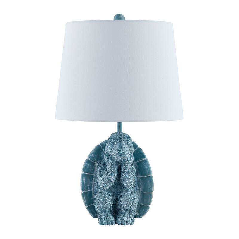 19.5" Blue Textured Resin Turtle Table Lamp - 12" x 12" x 19.5" - 12" x 12" x 19.5" - Blue