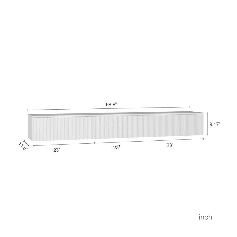 69" Wall Mounted TV for TVs up to 65'', Floating TV Stand with LED Lights & Power Outlet