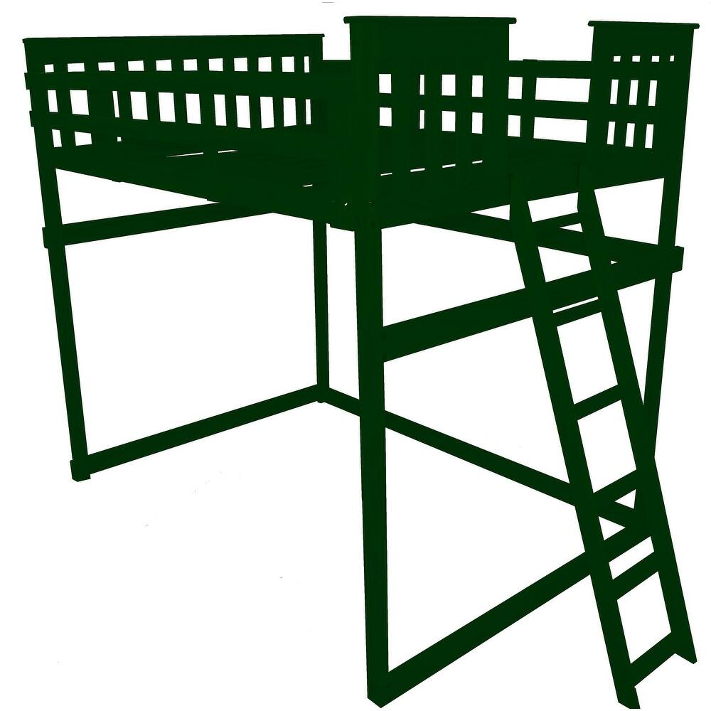 Pine Full Mission Loft Bed with End Ladder