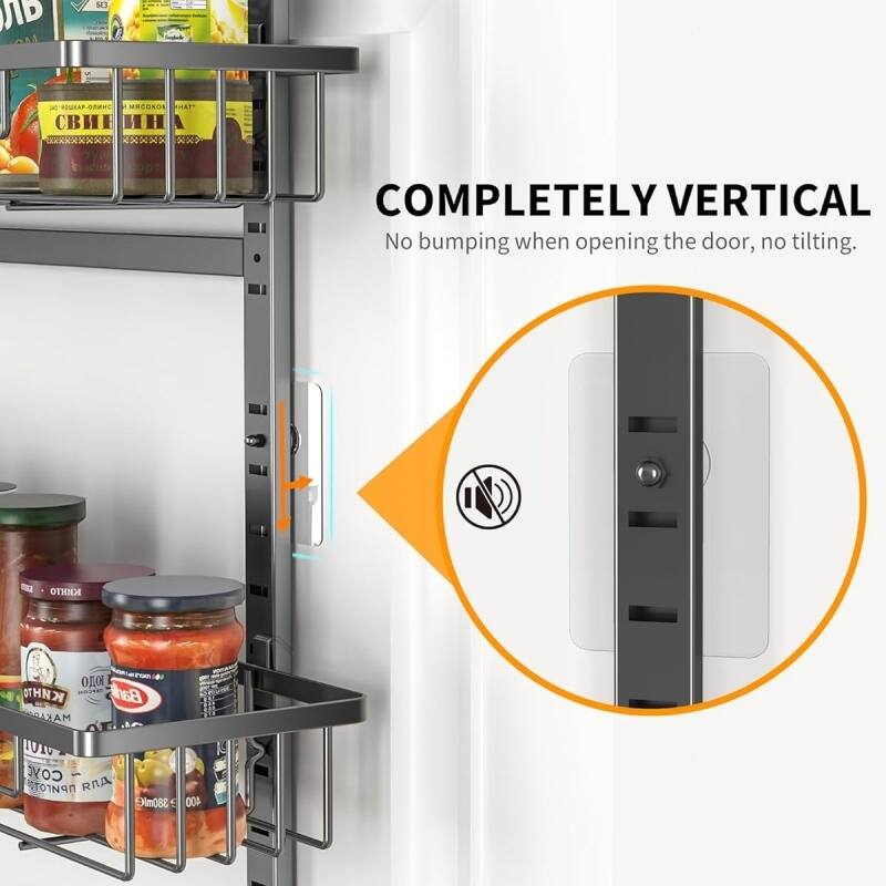 6 Tier Over the Door Food Storage Cabinet Organizer Black Hanging Kitchen Basket - 5.1"D x 15.3"W x 59"H
