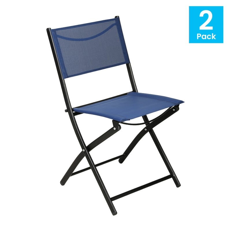 2 Pack Commercial Outdoor Flex Comfort Folding Chair with Metal Frame