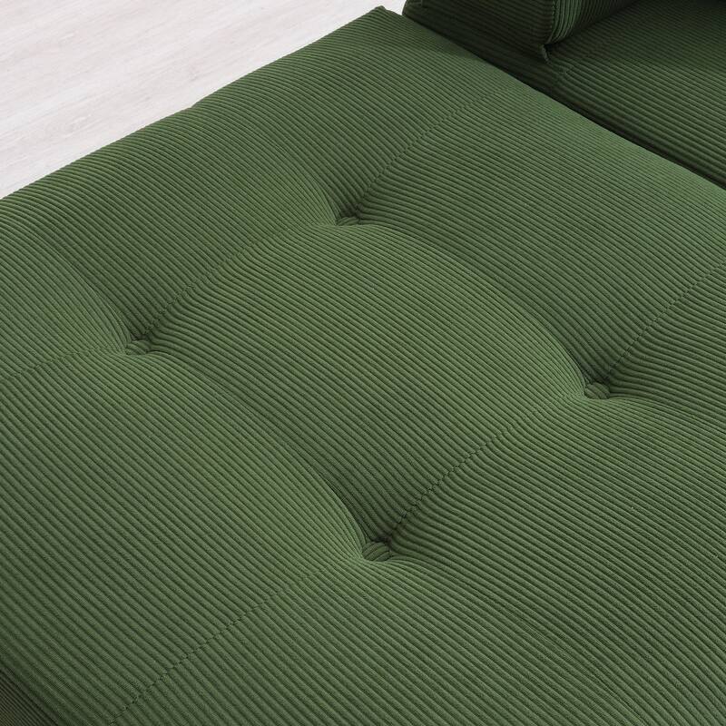 105.5" Corduroy L-Shaped Modular Sectional Sofa with Wide and Deep Seat, Tufted Design, and No Assembly Required