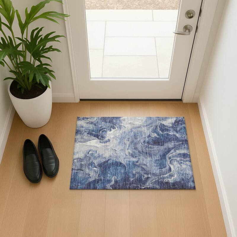 Premium Washable Super Soft Modern Chic Mayfield Rug - Blue - 1'8" x 2'6"