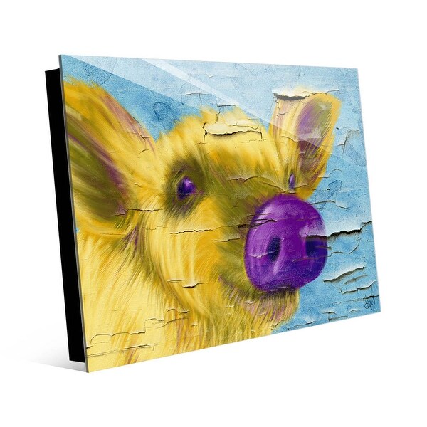 Kathy Ireland Purple Nosed Pig on Peeling Paint on Acrylic Wall Art Print. Opens flyout.