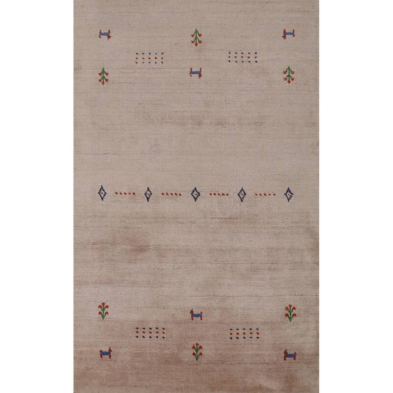 Little Animals Design Gabbeh Indian Foyer Rug Handmade Silk Carpet - 3'0"x 4'11"