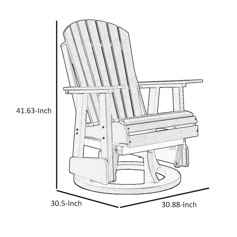 Sami 31 Inch Outdoor Swivel Glider Chair, Slatted, Adirondack, Black Finish