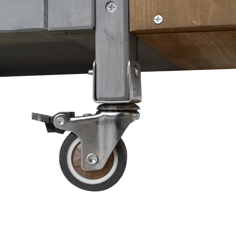 Portable Foldable Outdoor Kitchen Cart with Storage Cabinet and Lockable Wheels