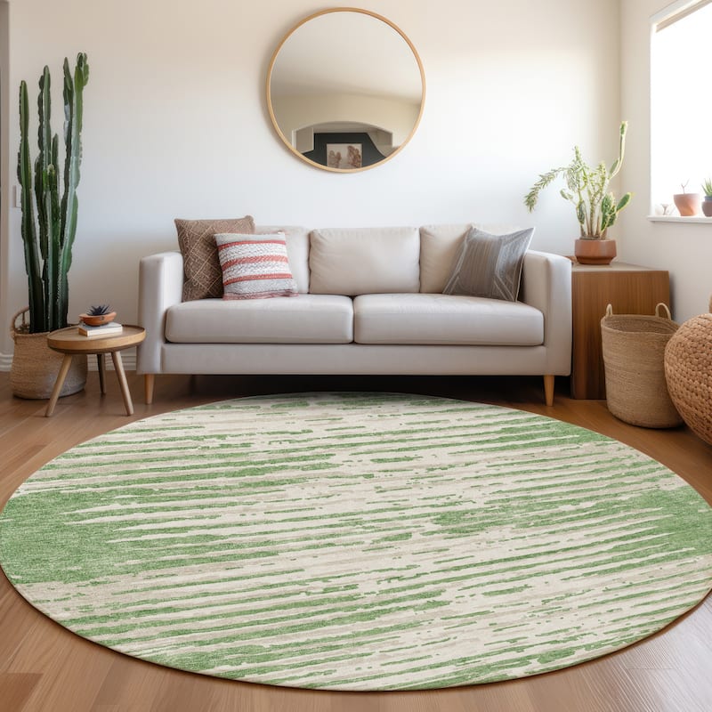 Premium Washable Super Soft Modern Scratches Mayfield Rug - Green - 8' x 8'