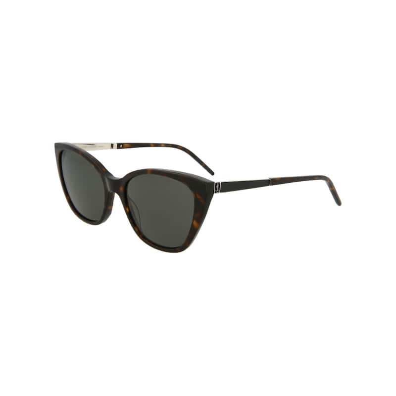 Saint Laurent Cat Eye-Frame Acetate Sunglasses - Havana Silver Grey