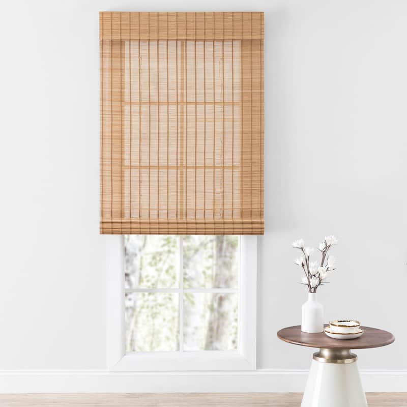 Cayman Bamboo Premium Cordless Roman Shade - 60"W x 72"L - Oak