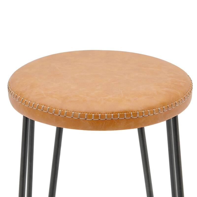 NPD Furniture Joe KD Faux Leather Backless Stool (Set of 2)