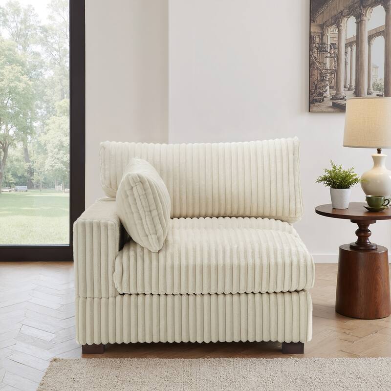 Plush Faux Fur Accent Sofa Chair - Armchair left facing - White