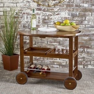 Cynthia Farmhouse Cottage Acacia Wood Bar Cart with Drop Leaf by Christopher Knight Home