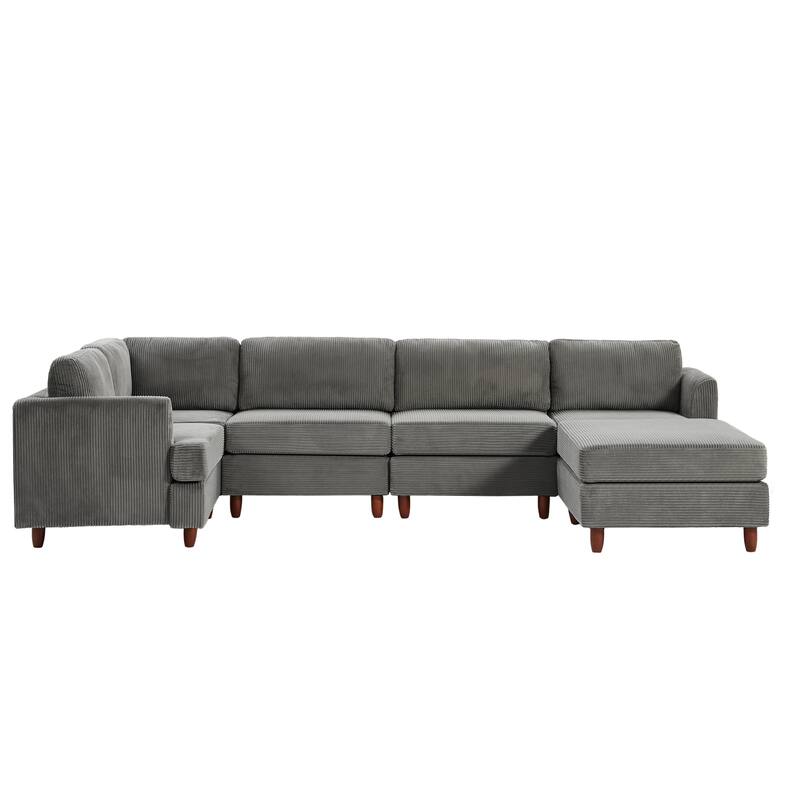 Corduroy Upholstered Sectional Couch Modular Sleeper Sofa Bed with Ottoman Chaise Lounge, Free Defined Sofa Size and Shape