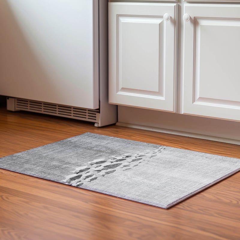 Premium Washable Super Modern Fish Soft Mayfield Rug - Gray - 1' 8" x 2' 6" - Rectangle