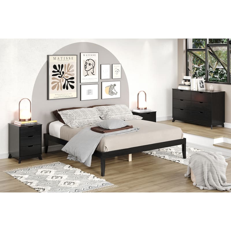 Purcell Solid Wood Platform Bed Frame - Black - King