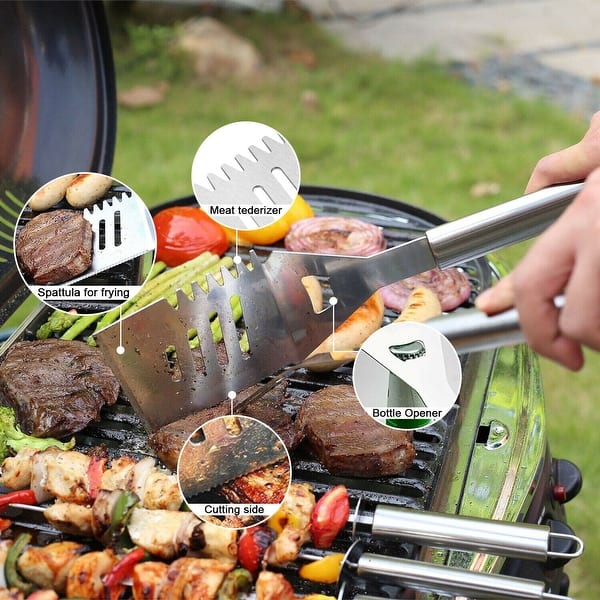 IMAGE 14 Pieces BBQ Grill Tool Set, Large Heavy Duty Stainless