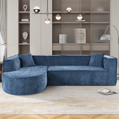 109.2" Chenille L-Shaped Sectional Sofa with Throw Pillows