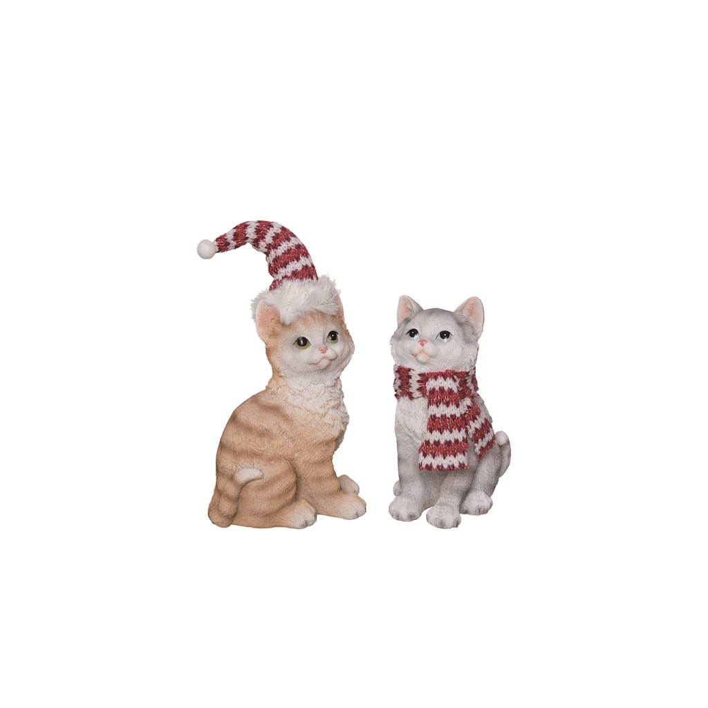 Transpac Resin Holiday Kitty Figurine Set of 2 Christmas Home Decorations