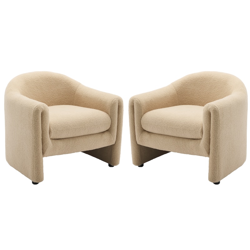 2 Set Modern Upholstered Barrel Accent Chair