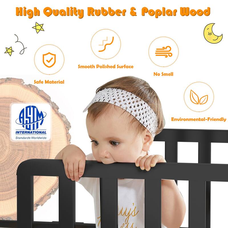 Costway Kids Toddler Wood Bed Bedroom Furniture w/ Guardrails - See Details