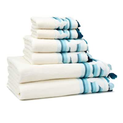 East'N Blue Butterfly Turkish Cotton Bath Towel Set (Set of 6) - (2 Bath Towel, 2 Hand Towel, 2 Washcloth)