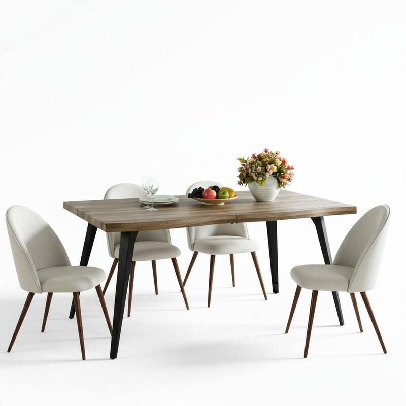 Homy Casa 5-Piece Dining Set with Modern Table and Upholstered Side Chairs