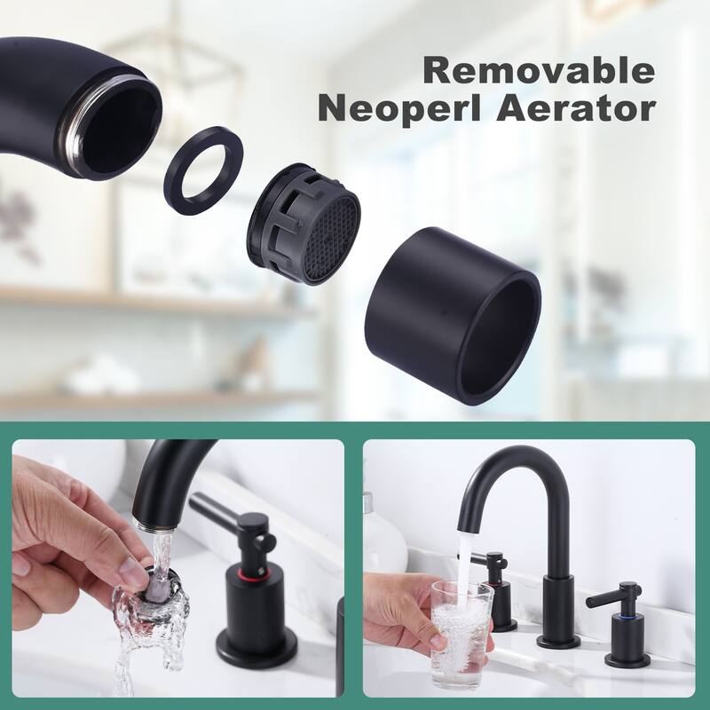 WOWOW Widespread 8 in. Double Handle Bathroom Faucet