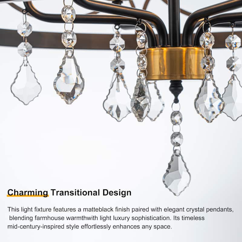 Starsky 6-Light Modern Lantern Drum Chandelier with Crystal Drop - Black