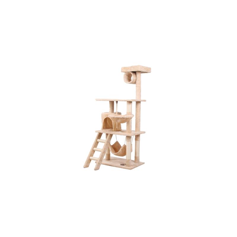 Multiple-use Cat House,Easy to AssembleCat Climbing Frame - Cream White